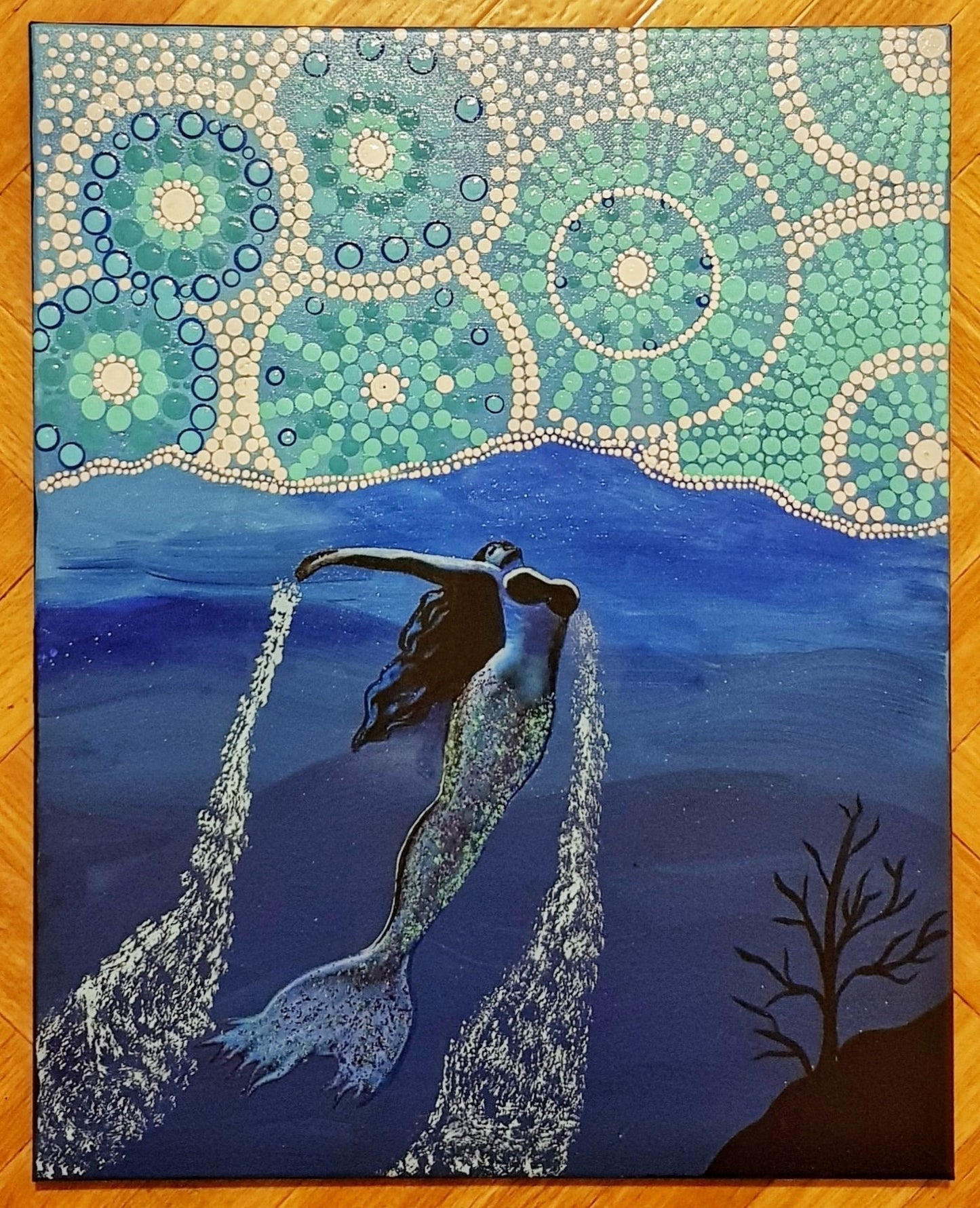 **SOLD** - Mystical Mermaid - Mixed Media on Canvas: 40cm x 50cm