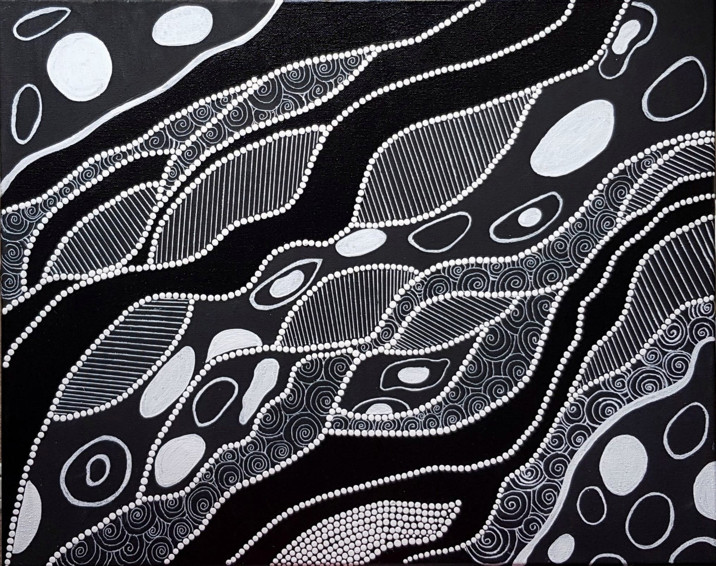 **SOLD** Black & White Abstract: 40cm x 50cm