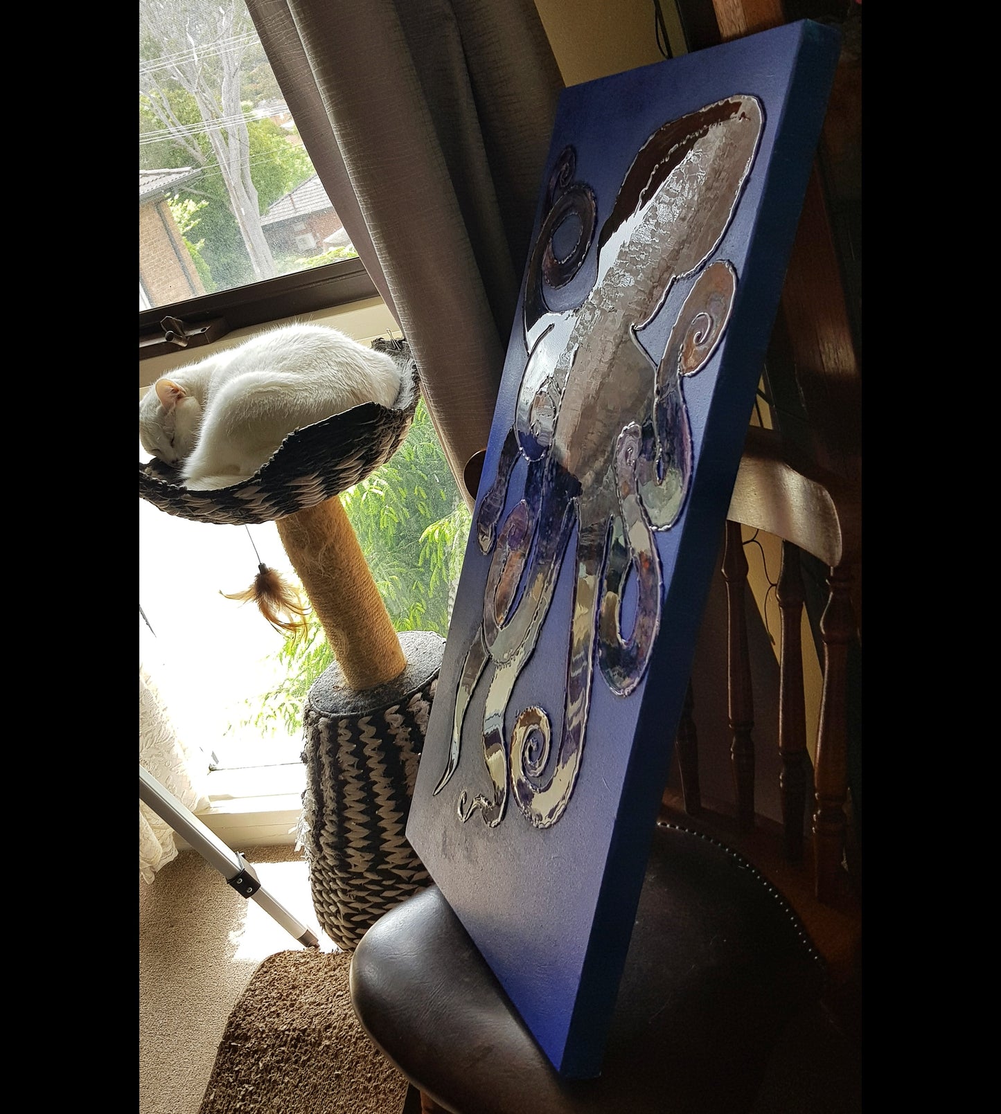 Ollie the Octopus - Mixed-Media on Stretched Canvas: 40.5cm x 81cm