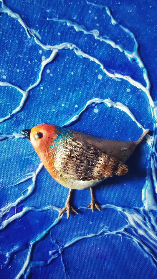 **SOLD** Little Robin of Hope - Mixed-Media on Stretched Canvas: 30cm