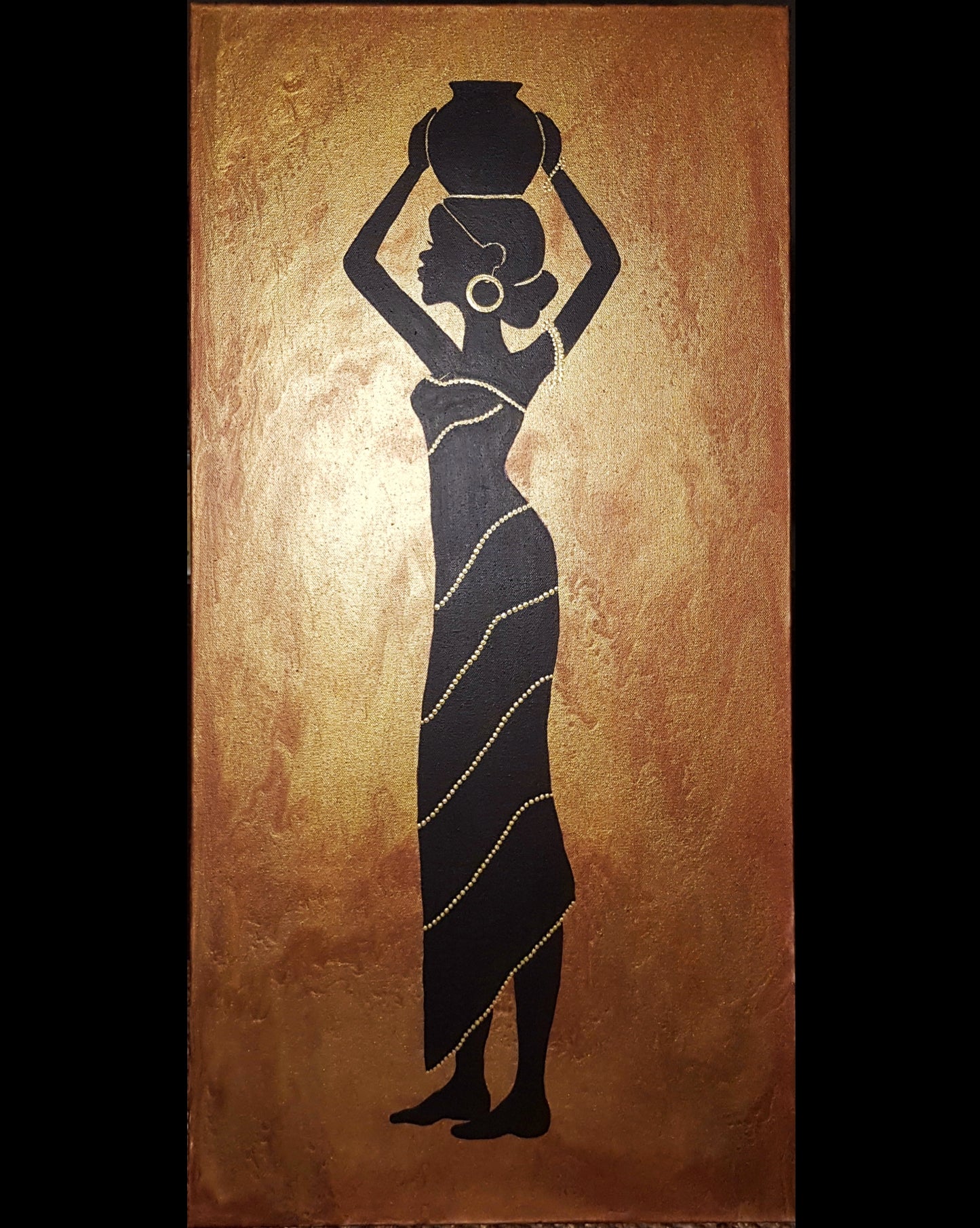 Amari - Metallic Acrylics on Stretched Canvas: 40.5cm x 81cm